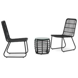Berkfield Home 3 Piece Bistro Set Poly Rattan Black