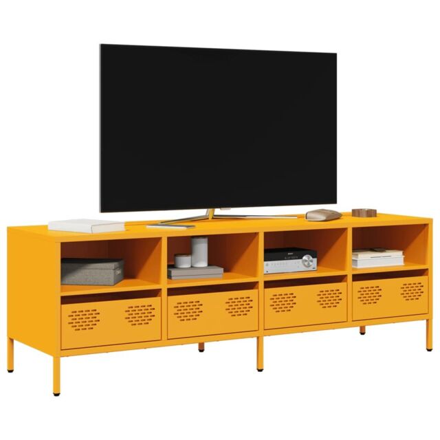 Berkfield Home TV Cabinet Mustard Yellow 135x39x43.5 cm Cold-rolled Steel - image 1