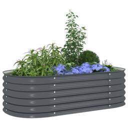 Berkfield Home Garden Raised Bed 160x80x44 cm Galvanised Steel Grey - Size: 160 x 80 x 44 cm - thumbnail 3