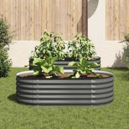 Berkfield Home Garden Raised Bed 160x80x44 cm Galvanised Steel Grey - Size: 160 x 80 x 44 cm