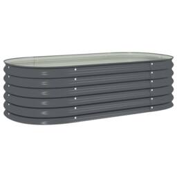 Berkfield Home Garden Raised Bed 160x80x44 cm Galvanised Steel Grey - Size: 160 x 80 x 44 cm - thumbnail 2