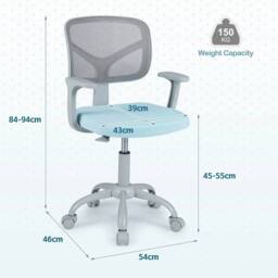 VOGREX Children Mesh Chair with Armrests Adjustable Height in Blue - thumbnail 2