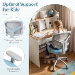 VOGREX Children Mesh Chair with Armrests Adjustable Height in Blue - thumbnail 6