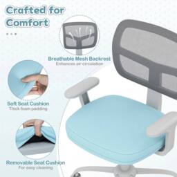 VOGREX Children Mesh Chair with Armrests Adjustable Height in Blue - thumbnail 3