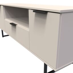 Ready Assembled 2 U Fuji 2 Door 1 Drawer Wide TV Unit (Ready Assembled) in Taupe - thumbnail 4