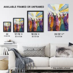 "Artery8 Religious Choir Praise Stained Glass Watercolour Framed Art Print - Size: W12"" x H16""" - thumbnail 3