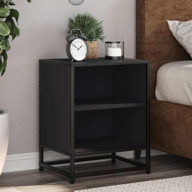 Berkfield Home Bedside Cabinets 2 pcs Black 40x31x50 cm Engineered Wood & Metal - Size: 40 x 31 x 50 cm - image 1