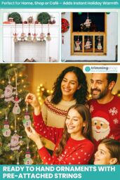 Neel Blue Wooden Christmas Tree Ornaments - Pack of 9 in Beige - thumbnail 6