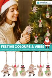 Neel Blue Wooden Christmas Tree Ornaments - Pack of 9 in Beige - thumbnail 4