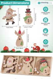 Neel Blue Wooden Christmas Tree Ornaments - Pack of 9 in Beige - thumbnail 2