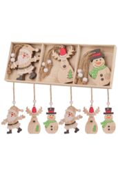 Neel Blue Wooden Christmas Tree Ornaments - Pack of 9 in Beige