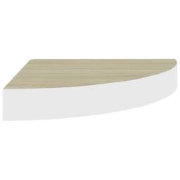 Berkfield Home Wall Corner Shelf Oak & White 35x35x3.8 cm MDF in Light Brown