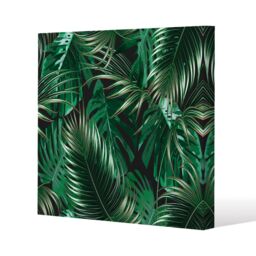 Benjamin Tate Design Tropical Leaves on Black Slim Style Canvas Print 75x75cm in Natural - Size: 75x75 cm - thumbnail 1