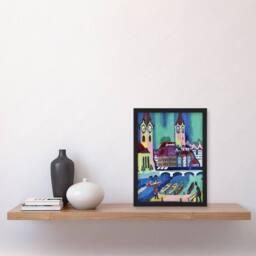 Artery8 Zurich Colourful Cityscape Kirchner Framed Wall Art Print - Size: A4 - thumbnail 4