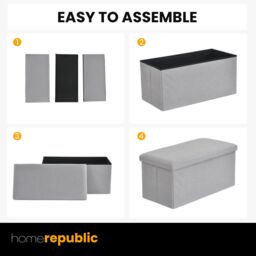 Home Republic Teddy Boucle Foldable Storage Ottoman in Silver - Size: Small - thumbnail 3