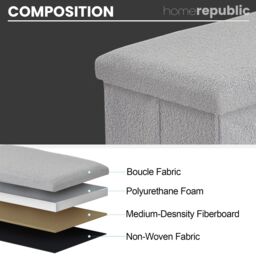 Home Republic Teddy Boucle Foldable Storage Ottoman in Silver - Size: Small - thumbnail 4