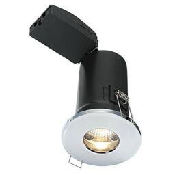 Netlighting Shieldplus Fire Rated 1 Light Bathroom Recessed Light Chrome Plate Glass IP65 GU10 in Grey