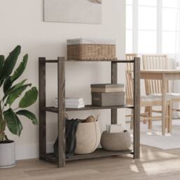 Berkfield Home 3-Tier Storage Rack Grey 80x38x90 cm Solid Wood Pine - Size: 80 x 38 x 90 cm