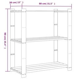 Berkfield Home 3-Tier Storage Rack Grey 80x38x90 cm Solid Wood Pine - Size: 80 x 38 x 90 cm - thumbnail 7