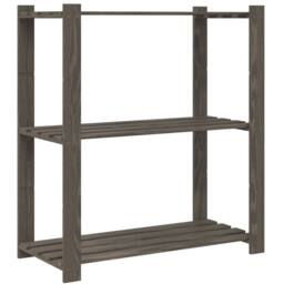 Berkfield Home 3-Tier Storage Rack Grey 80x38x90 cm Solid Wood Pine - Size: 80 x 38 x 90 cm - thumbnail 5