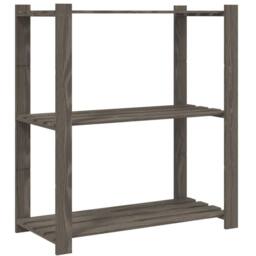 Berkfield Home 3-Tier Storage Rack Grey 80x38x90 cm Solid Wood Pine - Size: 80 x 38 x 90 cm - thumbnail 2