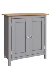 FWStyle Painted Oak 2 Door Compact Sideboard - Dove Grey - thumbnail 2