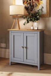 FWStyle Painted Oak 2 Door Compact Sideboard - Dove Grey - thumbnail 1
