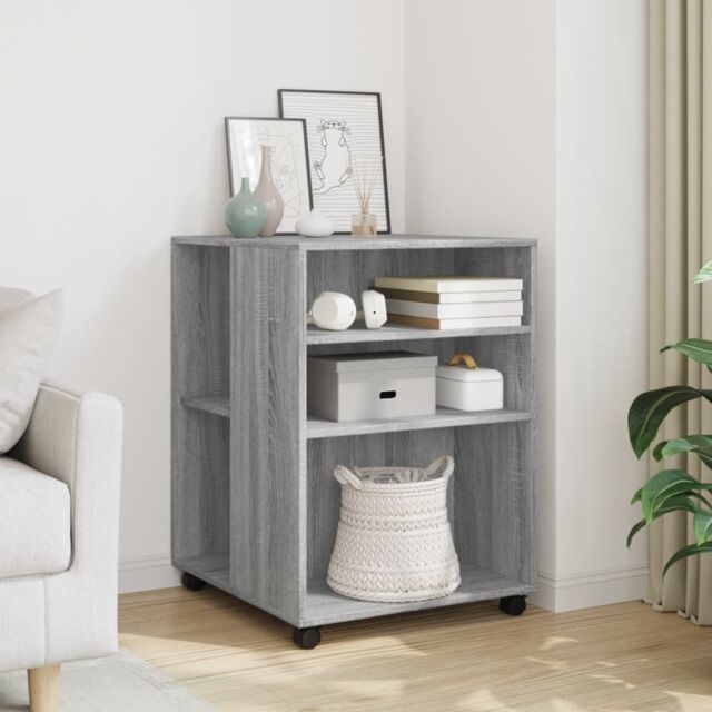 Berkfield Home Side Table with Wheels Grey Sonoma 55x60x78 cm Engineered Wood - Size: 55 x 60 x 78 cm - image 1