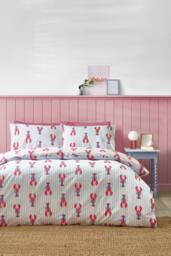 Sassy B 'Lobster Stripe' Reversible Duvet Cover Set in Pink - Size: Double - thumbnail 2