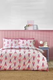 Sassy B 'Lobster Stripe' Reversible Duvet Cover Set in Pink - Size: Double - thumbnail 1