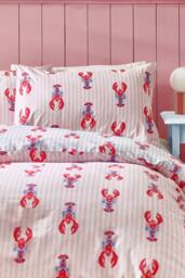 Sassy B 'Lobster Stripe' Reversible Duvet Cover Set in Pink - Size: Double - thumbnail 3