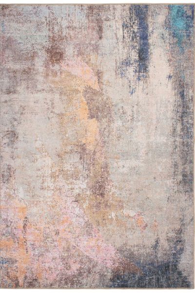 Kukoon Pastel Multicolour Distressed Abstract Non Slip Washable Low Pile Rug in Light Pink - Size: 60 cm x 240 cm - image 1