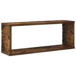 Berkfield Home Wall Cube Shelves 4 pcs Smoked Oak 60x15x23 cm Engineered Wood in Brown - Size: 60 x 15 x 23 cm - thumbnail 6