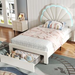 Matteo Upholstered Bed, Adults Teenagers 3ft Single Bed in Beige - Size: Double - thumbnail 4