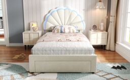 Matteo Upholstered Bed, Adults Teenagers 3ft Single Bed in Beige - Size: Double - thumbnail 9