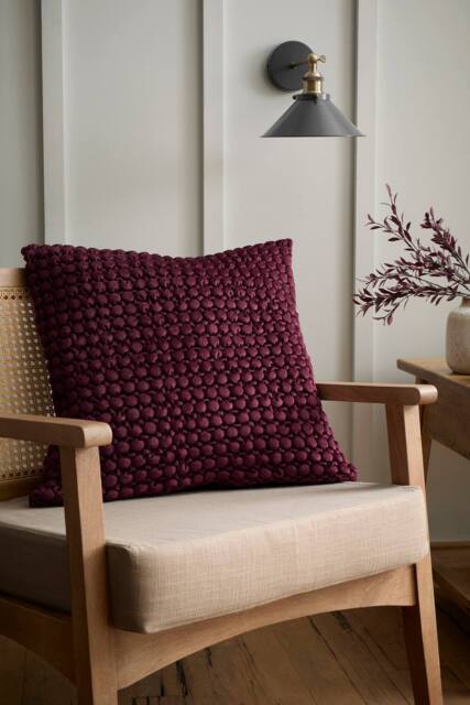 Appletree 'Bobble' Velvet Filled Cushion in Dark Red - Size: 55 cm x 55 cm - image 1