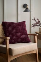 Appletree 'Bobble' Velvet Filled Cushion in Dark Red - Size: 55 cm x 55 cm