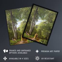 Artery8 PC Skovgaard Beech Wood in May Zealand Landscape Framed Wall Art Print in Green - Size: A4 - thumbnail 2