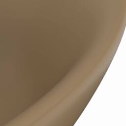 Berkfield Home Luxury Basin Overflow Oval Matt Cream 58.5x39 cm Ceramic in Tan - thumbnail 5