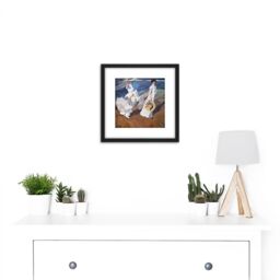 Artery8 Sorolla Strolling Along The Seashore Painting 8X8 Inch Square Wooden Framed Wall Art Print Picture with Mount in Black - thumbnail 2