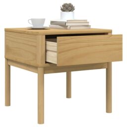 Berkfield Home Lamp Table FLORO Wax Brown 55x55x54 cm Solid Wood Pine - Size: 55 x 55 x 54 cm - thumbnail 4