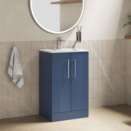 Balterley Vanity Unit w/ Basin Floor Standing, Soft Close 2 Door w/ Rectangular Sink, Bathroom Vanity Units w/ Basin, Partial Fluted Sink Cabinet - thumbnail 4
