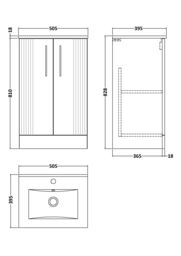 Balterley Vanity Unit w/ Basin Floor Standing, Soft Close 2 Door w/ Rectangular Sink, Bathroom Vanity Units w/ Basin, Partial Fluted Sink Cabinet - thumbnail 7