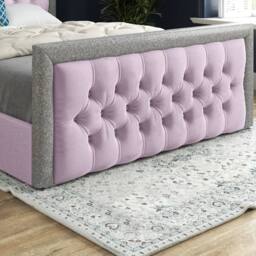 Casani Thorne Glitter Border Upholstered Pink Soft Velvet Designer Bed Frame - Size: Single - thumbnail 7