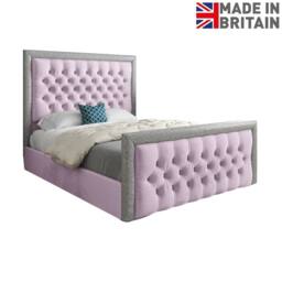 Casani Thorne Glitter Border Upholstered Pink Soft Velvet Designer Bed Frame - Size: Single - thumbnail 4