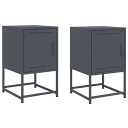 Berkfield Home Bedside Cabinets 2 pcs Anthracite 36x39x60.5 cm Steel in Black - thumbnail 2