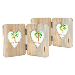 "Nicola Spring Rustic Hearts Folding 2 Photo Frames - 4 x 6"" - Pack of 2 in Natural" - thumbnail 1