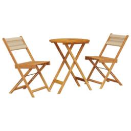 Berkfield Home 3 Piece Bistro Set Beige Polypropylene & Solid Wood