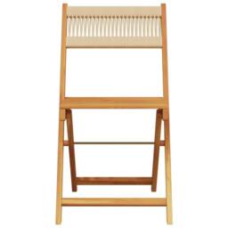Berkfield Home 3 Piece Bistro Set Beige Polypropylene & Solid Wood - thumbnail 4