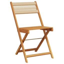 Berkfield Home 3 Piece Bistro Set Beige Polypropylene & Solid Wood - thumbnail 3